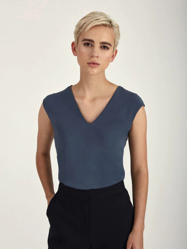 Tempo Silk Blouse - Judith & Charles - Danali - 835-6831-SteelBlue-4