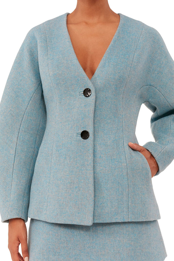 Twill Wool Suiting Curve Sleeve Blazer - Ganni - Danali - F8550-694-36
