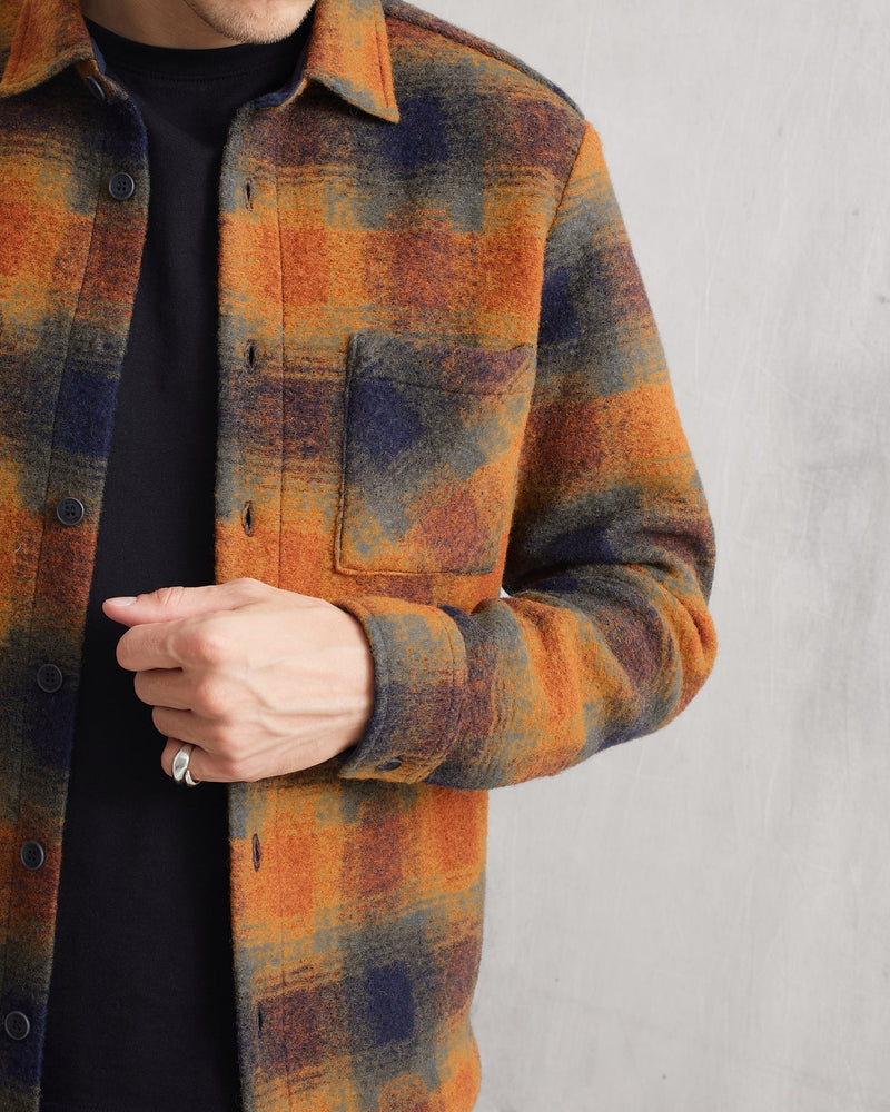 Whiting Overshirt Orange Pine - Wax London - Danali - AW23-OSH-WHI-ASN-ORG-M